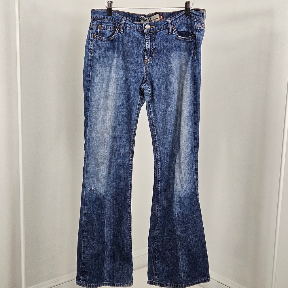 Vintage Roxy Bootcut Jeans Womens 13 Blue Low Rise Y2K Faded Denim 100% Cotton